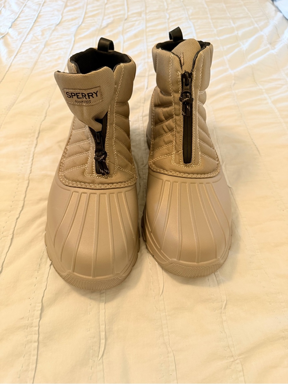 Sperry Mens Tan Waterproof Zipper Duck Boots